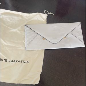 BCBG White Leather Thin Clutch